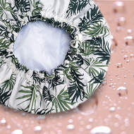 Shower Cap - Palm Leaf Print - White & Green