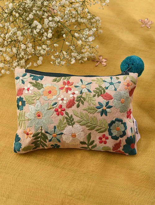 Kanyoga - Multi color floral embroidered pouch