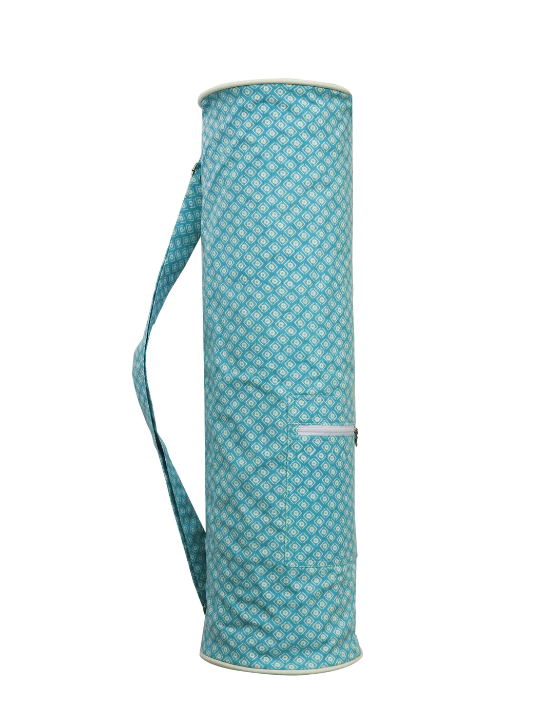 Yoga Mat Bag - Geometric Print - Aqua & White