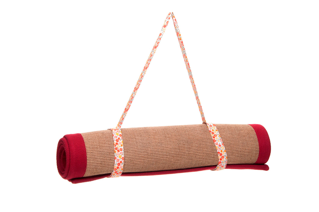 Yoga Mat Sling for Holding Yoga Mat - Floral Print - Red & Orange