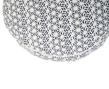 Load image into Gallery viewer, Meditation Cushion Zafu With Buckwheat Hulls Filled - Geometric Print - Royal Blue &amp; White
