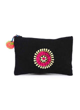 Load image into Gallery viewer, Kanyoga Casement Base Embroidery Cotton Pouch With Pom Pom Attached For Women
