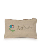 Load image into Gallery viewer, Kanyoga Cotton Pouch With ‘Believe’ Embroidered For Women
