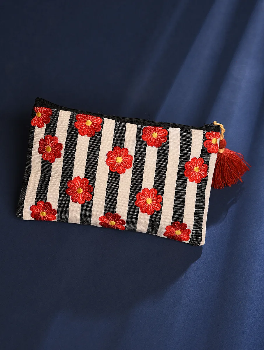 Kanyoga - Striped Embroidered Pouch with tassel