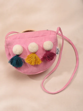 Load image into Gallery viewer, Kids Sling Bag with Tassels &amp; Pom Pom
