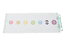 Load image into Gallery viewer, Cotton Yoga Mat With Seven Chakra Embroidered - White &amp; Multi
