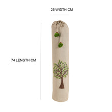 Load image into Gallery viewer, Yoga Mat Bag - Tree of Life Embroidered -  Beige &amp; Dark Green
