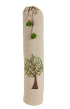 Load image into Gallery viewer, Yoga Mat Bag - Tree of Life Embroidered -  Beige &amp; Dark Green

