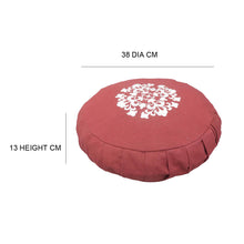 Load image into Gallery viewer, Meditation Cushion Zafu With Buckwheat Hulls Filled - Mandala embroidered - Berry
