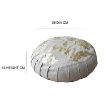 Load image into Gallery viewer, Meditation Cushion Zafu With Buckwheat Hulls Filled - Gold Foil Print - Beige
