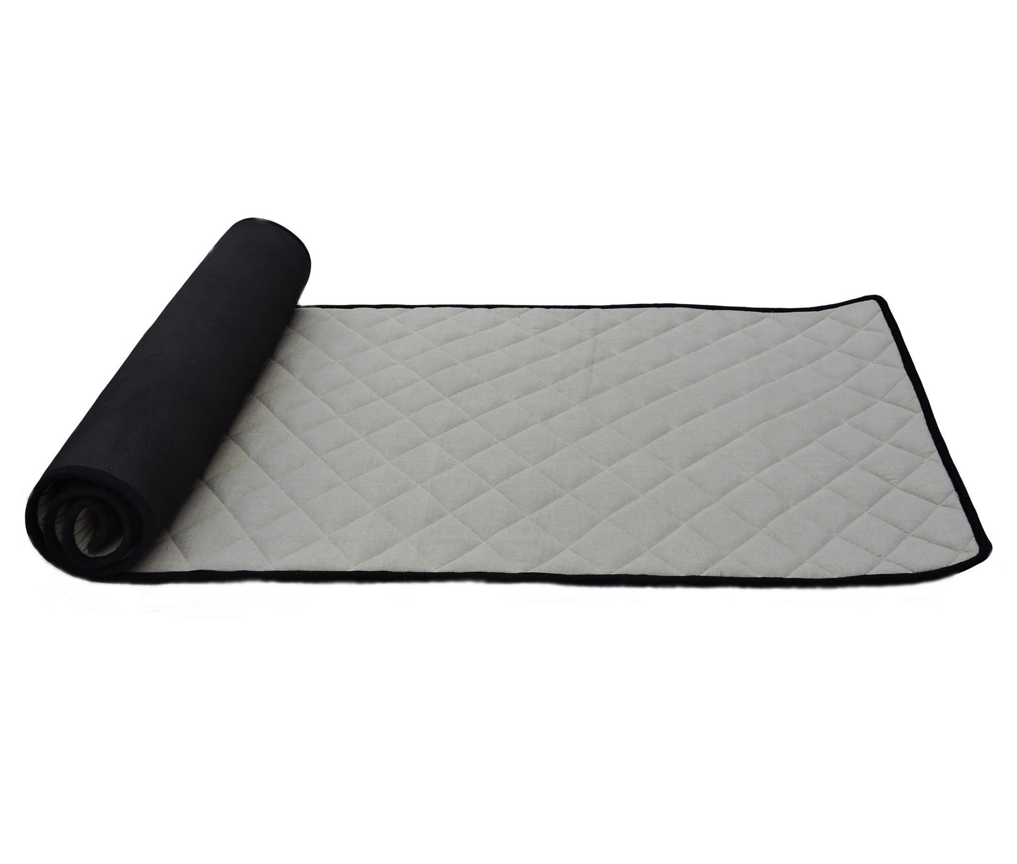 Cotton Anti-Skid Yoga Mat With Rubber Backing - Black – Kanyoga