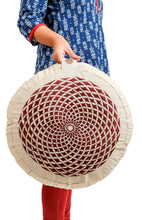 Load image into Gallery viewer, Meditation Cushion Zafu With Buckwheat Hulls Filled - Mandala Illusion Embroidered
