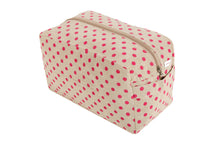 Load image into Gallery viewer, Utility/Cosmetic Pouch Bag - Polka Dot Print - Beige &amp; Magenta
