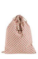 Travel Laundry Bag - Polka Dot Print - Beige & Magenta