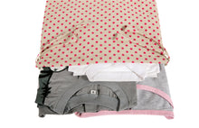 Load image into Gallery viewer, Travel Laundry Bag - Polka Dot Print - Beige &amp; Magenta
