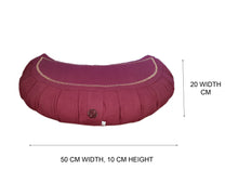 Load image into Gallery viewer, Meditation Cushion With Buckwheat Hulls Filled - Crescent Shaped Zafu - Berry
