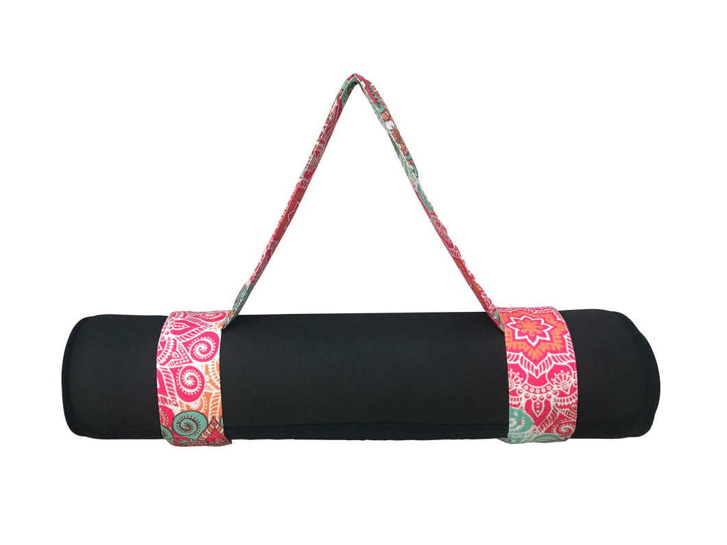 Yoga Mat Sling for Holding Yoga Mat - Poly Cotton Mandala Print - Multicolor