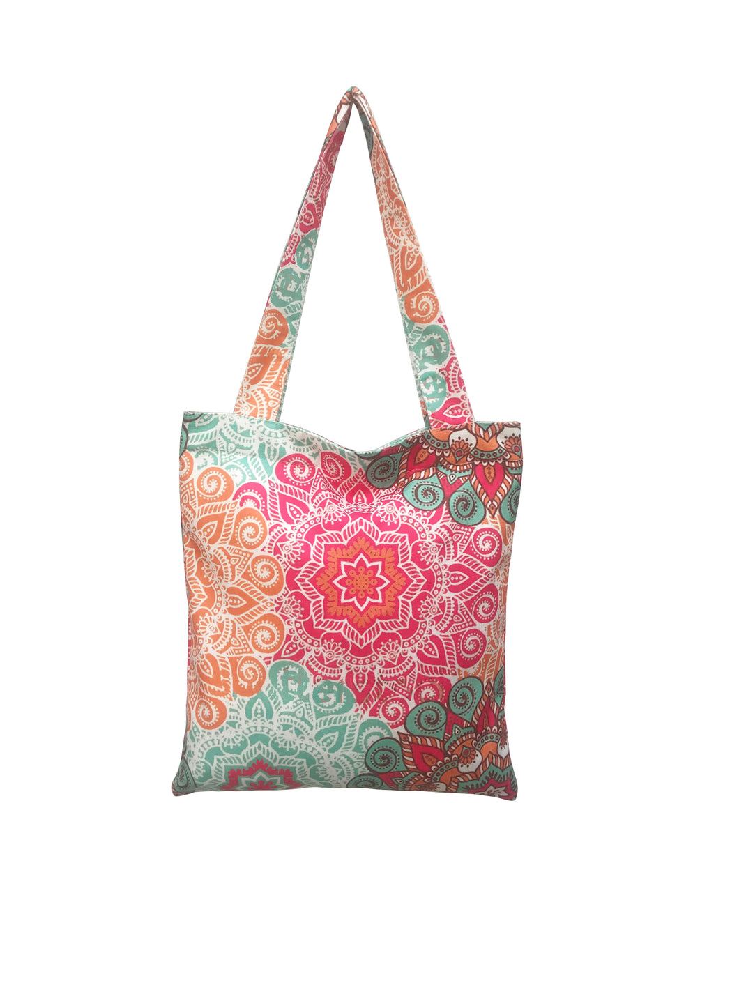 Tote Bag with Mandala Print - Multicolor