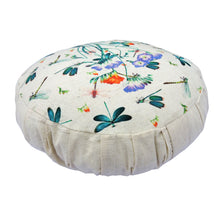 Load image into Gallery viewer, Meditation Cushion Zafu With Buckwheat Hulls Filled - Dragonfly Print
