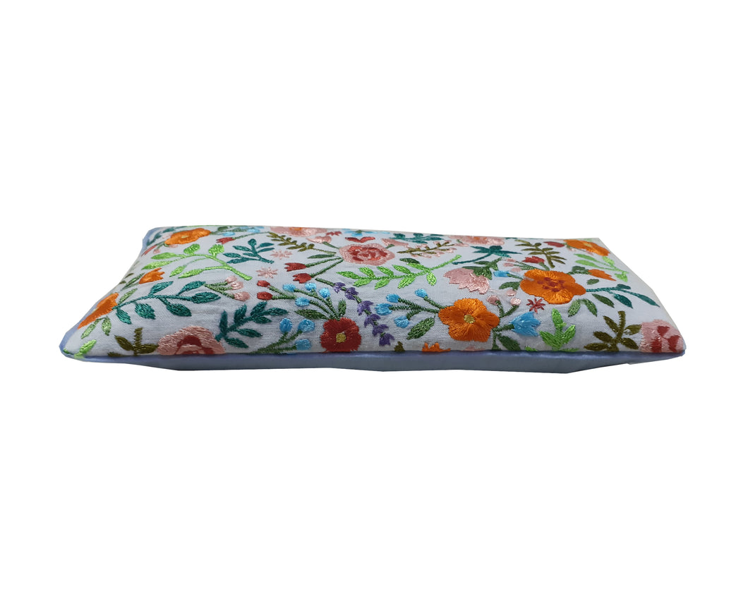 Eye Pillow Filled with Flaxseed - Floral Design Embroidered