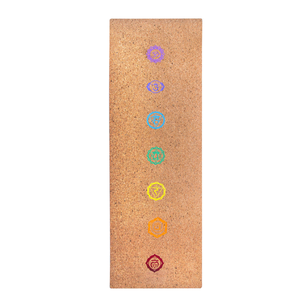 Cork Yoga Mat With Chakra Print - Multicolor