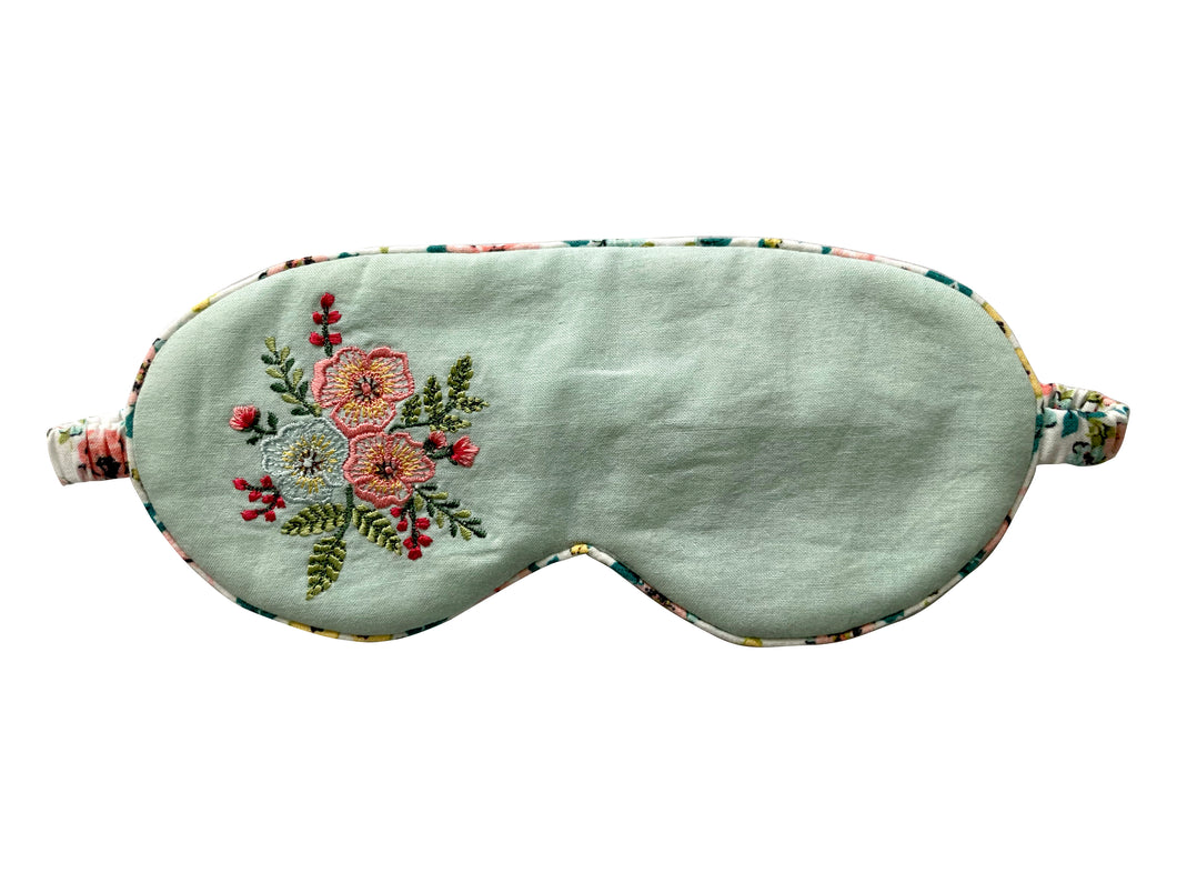 Eye Mask Filled With Dried Lavender Flower - Cotton With Floral Embroidered