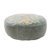 Meditation Cushion Zafu with Tree of Life Gold Foil Print - Green