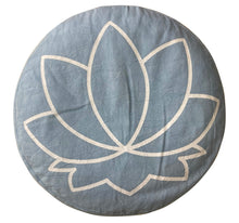Load image into Gallery viewer, Meditation Cushion Zafu with White Lotus Print - Light Blue

