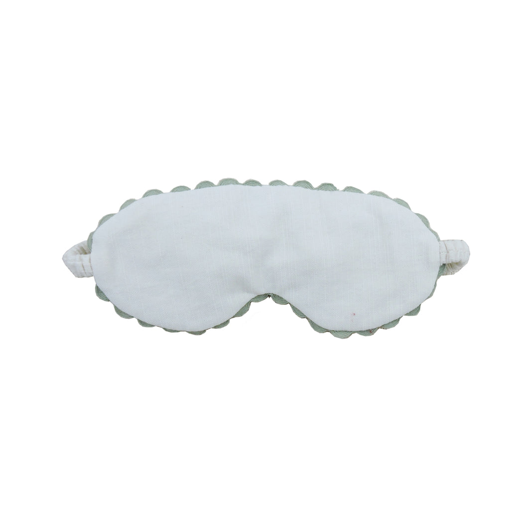Eye Mask - Solid white with multi color Ric-Rac piping