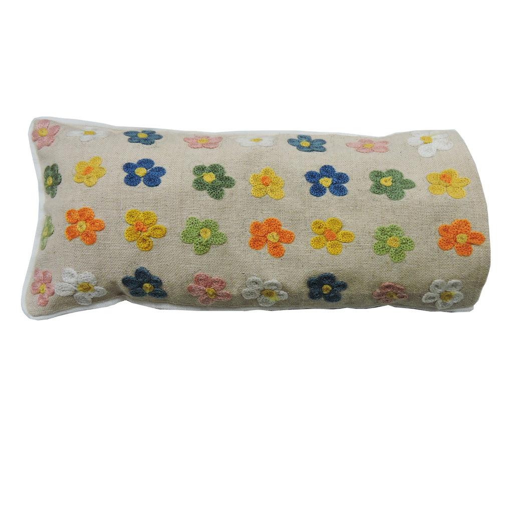 Eye Pillow Filled With Lavender & Flaxseed - Multicolor Floral Embroidered