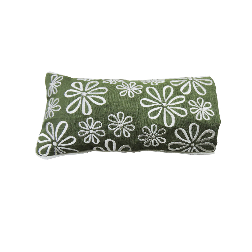 Eye Pillow Filled With Lavender & Flaxseed - Outline Floral Embroidered