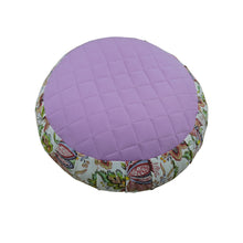 Load image into Gallery viewer, Meditation Cushion Zafu With Buckwheat Hulls Filled - Quilted &amp; Floral Print - Purple &amp; Multi
