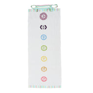 Cotton Yoga Mat With Seven Chakra Embroidered - White & Multi