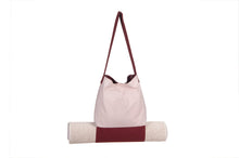 Load image into Gallery viewer, Yoga Mat Holder - Om Embroidered Cotton Bag - Ivory &amp; Maroon
