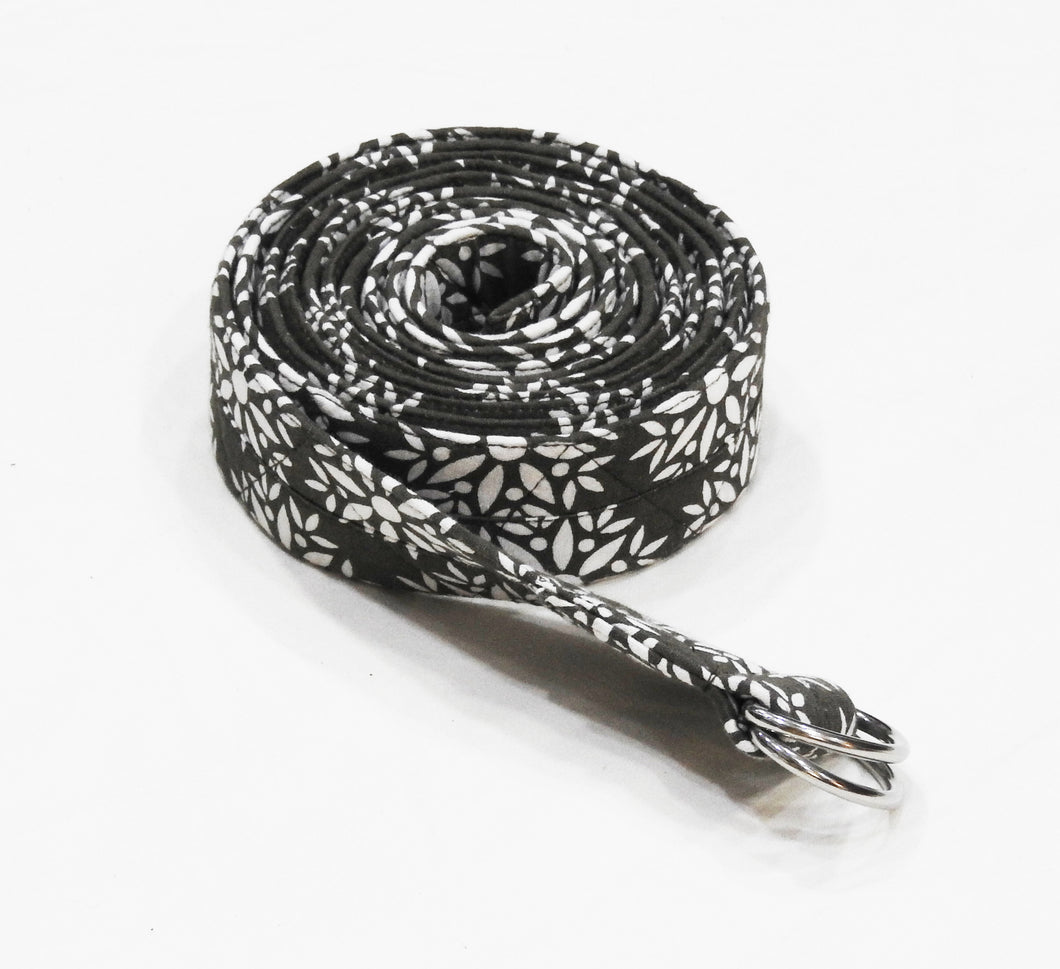 Yoga Belt For Stretching and Flexible Yoga - Floral Print - Charcoal