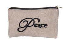 Load image into Gallery viewer, Utility/Cosmetic Pouch Bag - &quot;Peace&quot; embroidered - Beige
