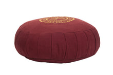 Load image into Gallery viewer, Meditation Cushion Zafu With Buckwheat Hulls Filled - Om Embroidered - Berry
